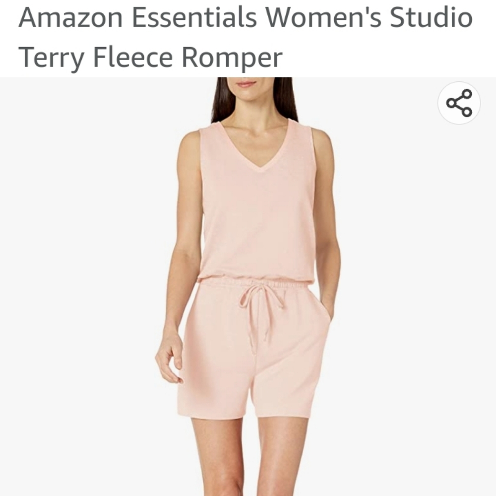 NWOT Essentials Pink Studio Fleece Romper sz M